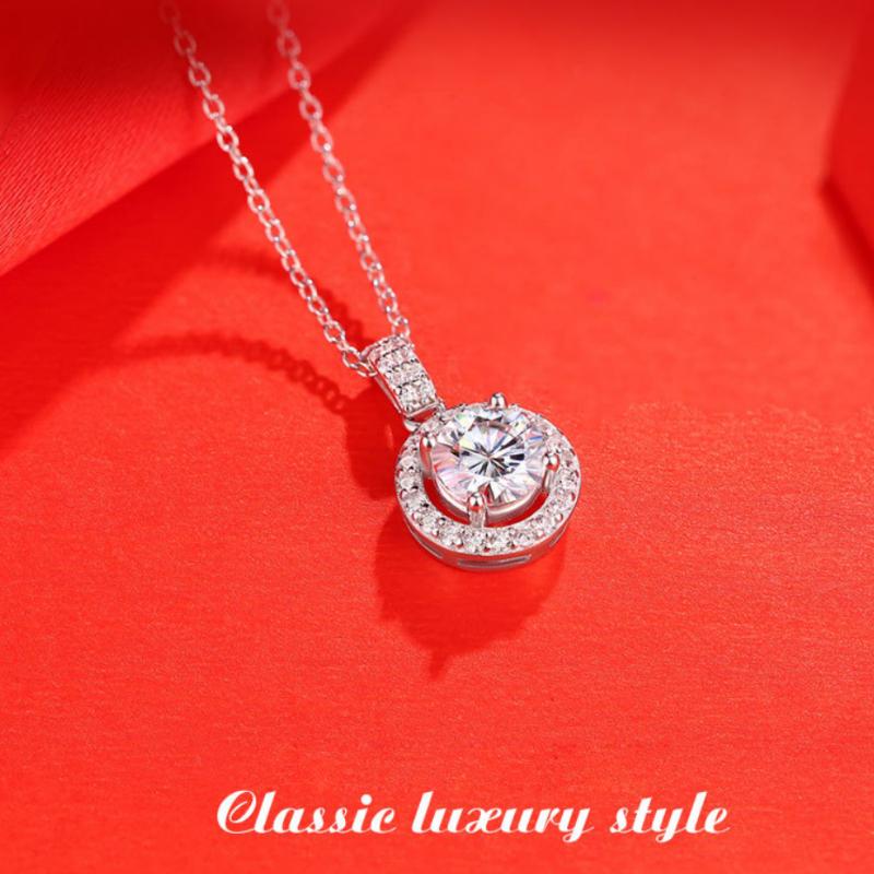 D color 5 Carat Real Moissanite Necklace 925 Sterling Silver Wedding Pendant For Women Top Grade Jewelry