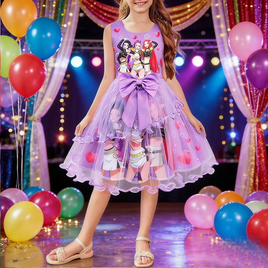 Girls' Tulle Bow Dress - Large Butterfly Mesh Gown