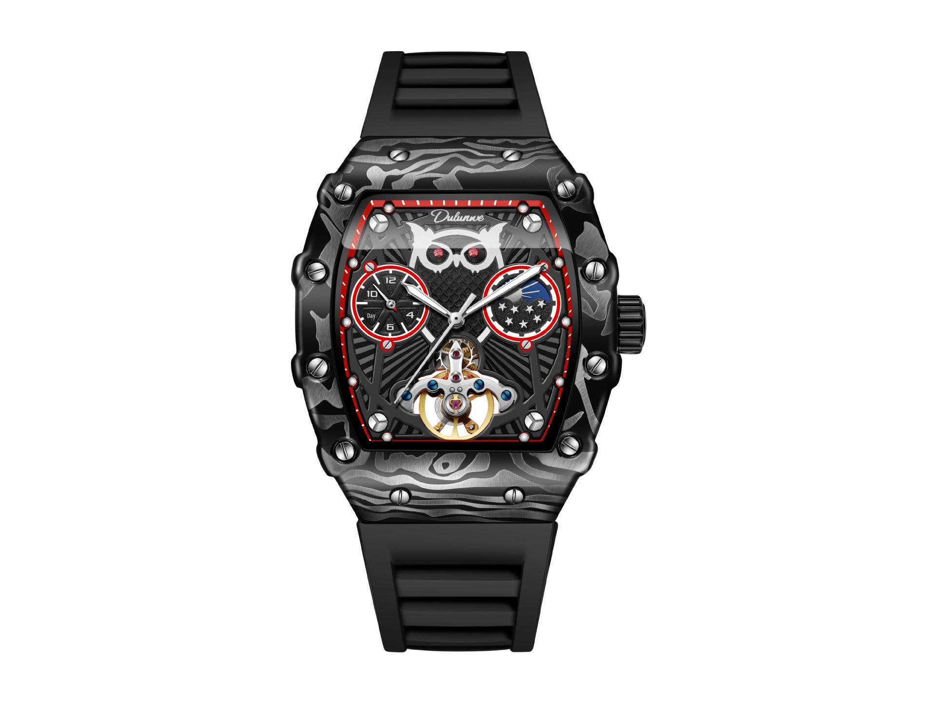 

2025 Durham We Owl Мужские автоматические механические часы - Модель Richard, Квадратный дизайн, Горячая распродажа.