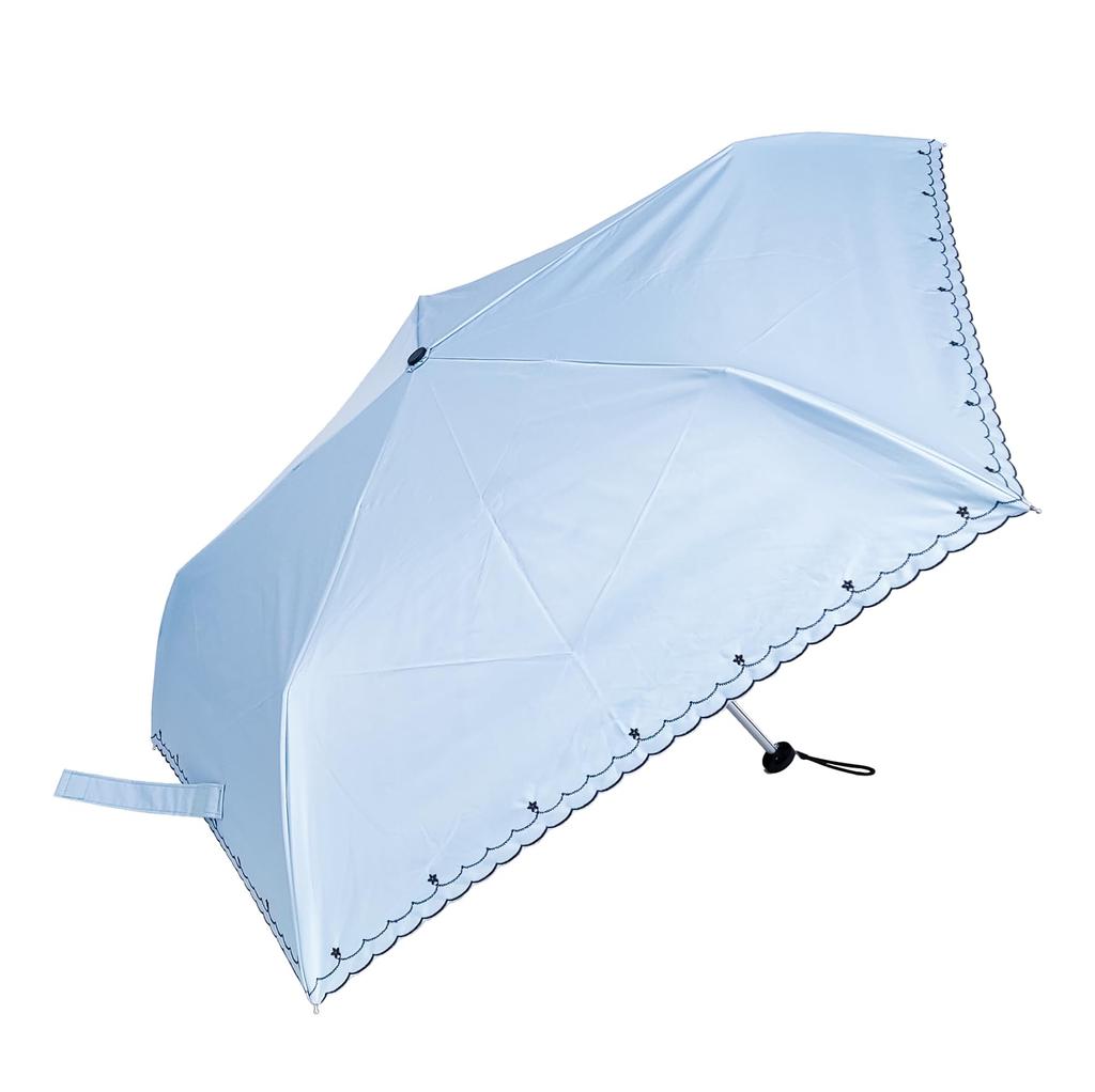 Rose Sangyo 50cm Lightweight and Cooling Mini Folding Umbrella for Sun and Embroidered Small Saxe 63500221 Rain, Flowers, Pattern,
