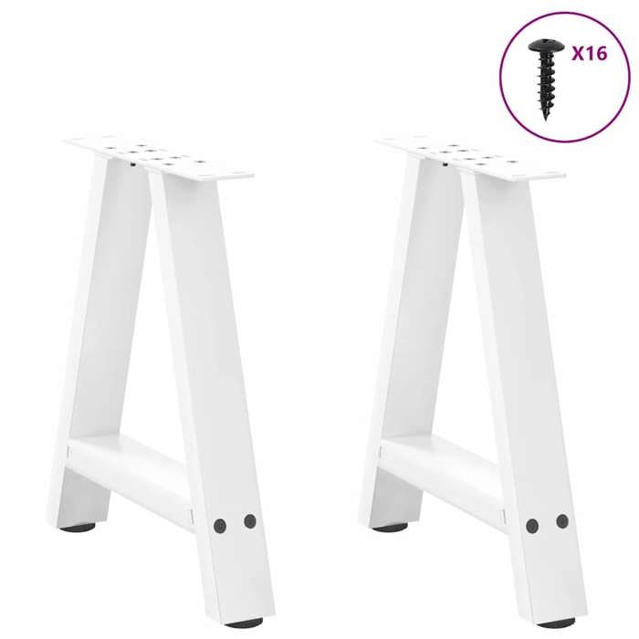 VidaXL Coffee Table Legs In A-Shape, 2 Pieces, White, 38 X (42-43) Cm, Steel 4012829