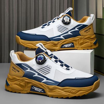 Men's Korean Breathable Casual Sports Shoes Four Season Soft Soled Rotating Shoelaces Outdoor Running Shoes Student Sneakers