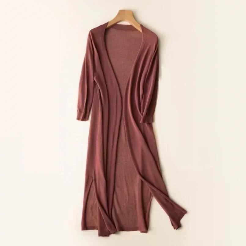 Korean Women's Casual Long Sun Protection Sweater Cardigan Soft Comfortable Simple Solid Free Size Loose Thin Cardigan
