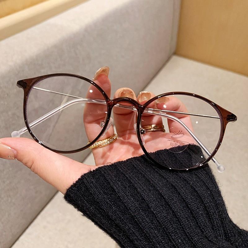 New ultra-light flat glasses female plain artifact round frame square round face small eye frame can be matched with degree