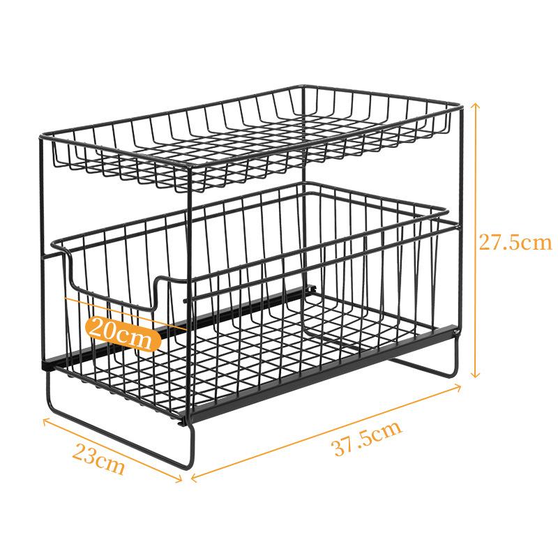 Mehrzweck-Schiebeschrankkorb mit 2 Ebenen, Aufbewahrungsregal für unter die Spüle, Organizer mit Schubladen für Badezimmer- und Küchenzubehör zu Hause