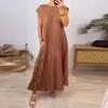Dress Women's Fashionable Round Neck Sleeveless Pleated Long Dress
