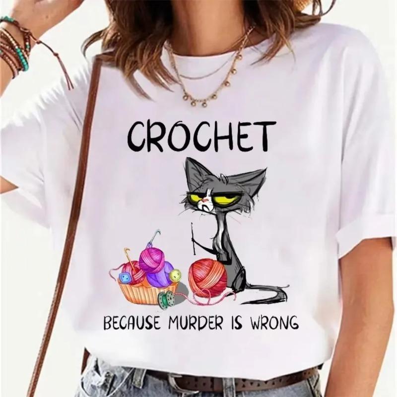 Cartoon Chicken Print T-Shirt Casual Short Sleeve Top For Spring & Summer Women's Clothing