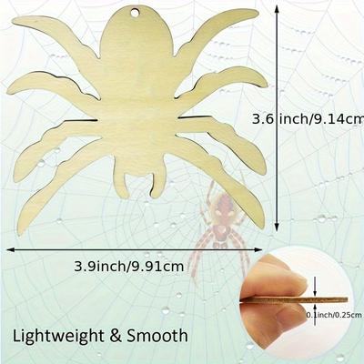 10pcs Wooden Spider Shapes for DIY Painting - Halloween Party Decorations, Craft Kits, Home Wall Hanging Ornaments (9.91x9.14cm)