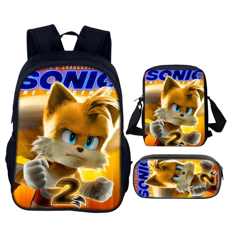 Sonic The Hedgehog 2 Book Bag Set With Waterresistant Polyester For School And Travel