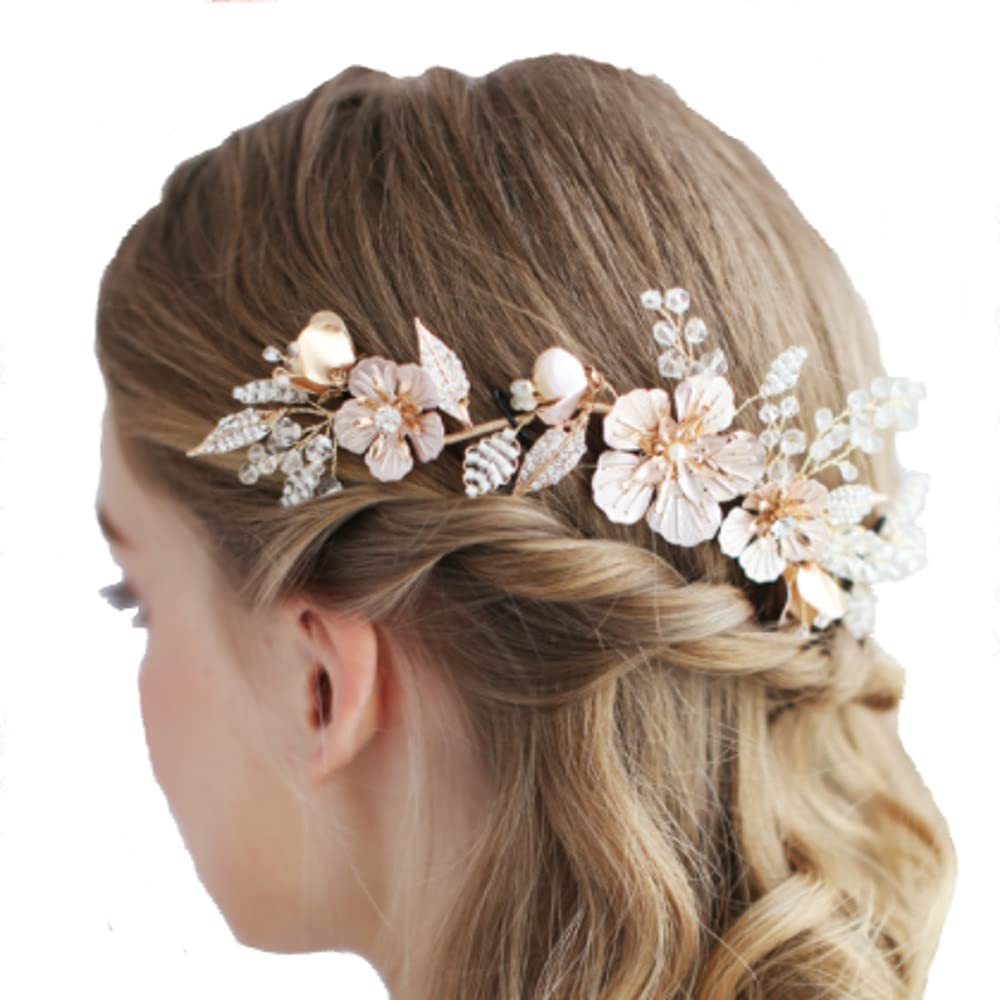 

Wedding Hair Accessory Head Dress Pink (Peony Dream) (Flower Gold)