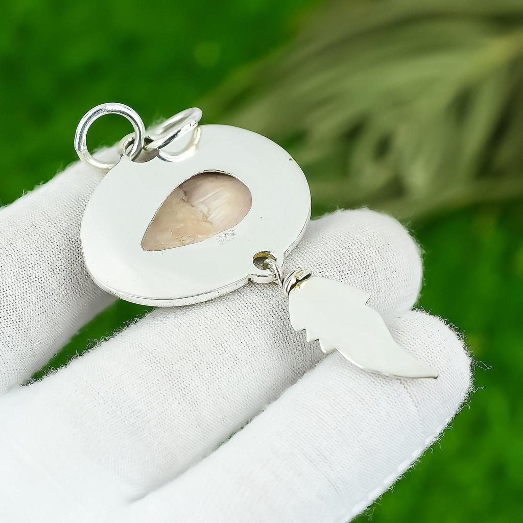 Gift For Women Jewelry Pendant 925 Sterling Silver Natural Scolecite Gemstone