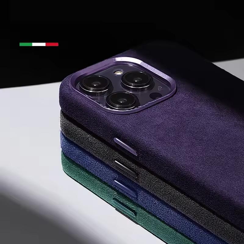 Premium Leather Magnetic Phone Case for IPhone 17 16 15 14 13 Pro Max Luxury Suede Supercar Artificial Leather Shock Proof Cover