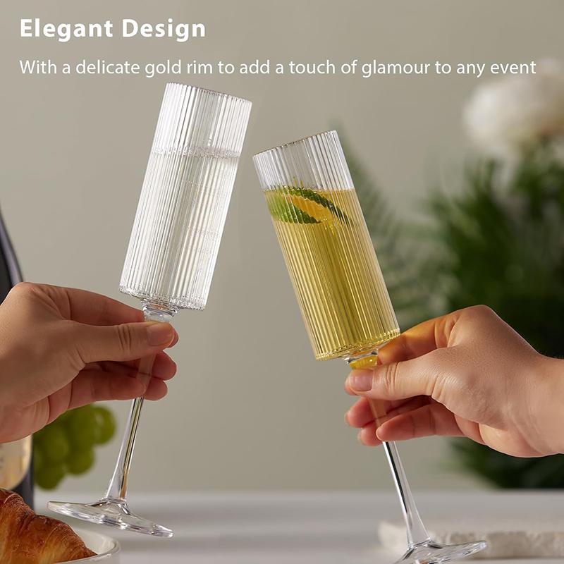 175ML Transparent Striped Plastic Goblet Unbreakable Wine Glass Luxury Cocktail Champagne Cup For Party Drinkware