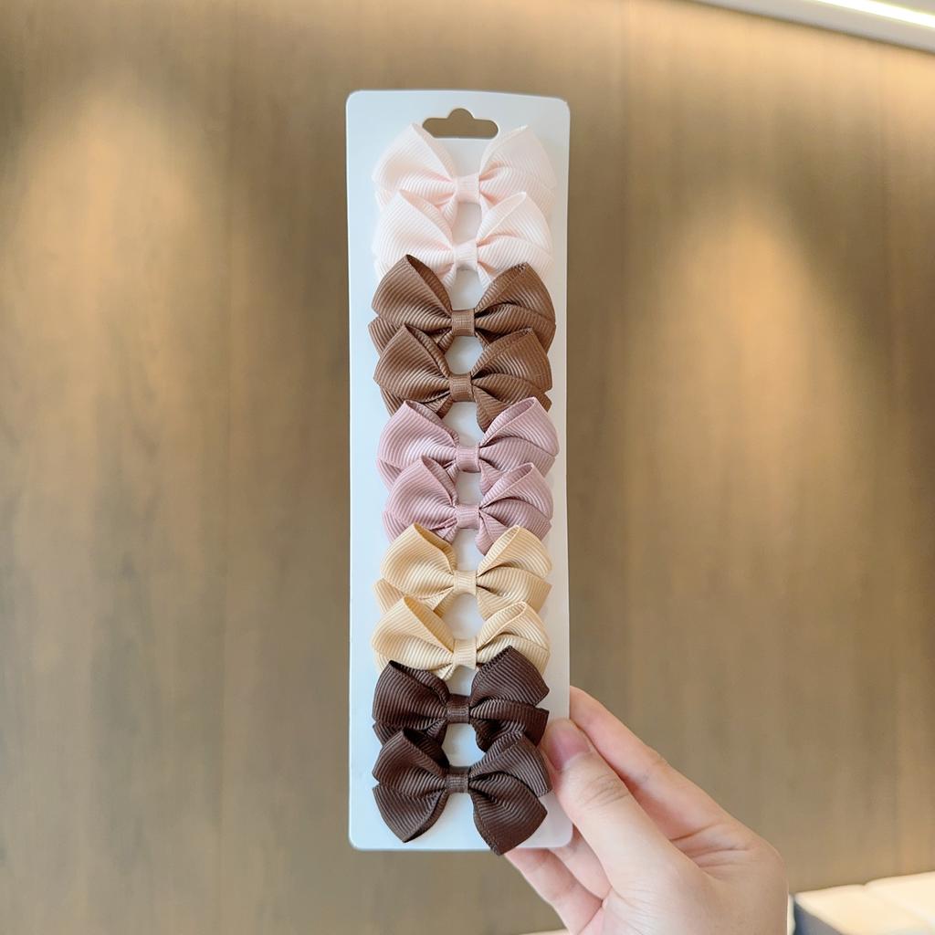 10Pcs Soft Cotton Bow Hairpin Girl Sweet Design Hairpin Color Block Delicate Hairgripe Barrettes Kawaii Child Accessories