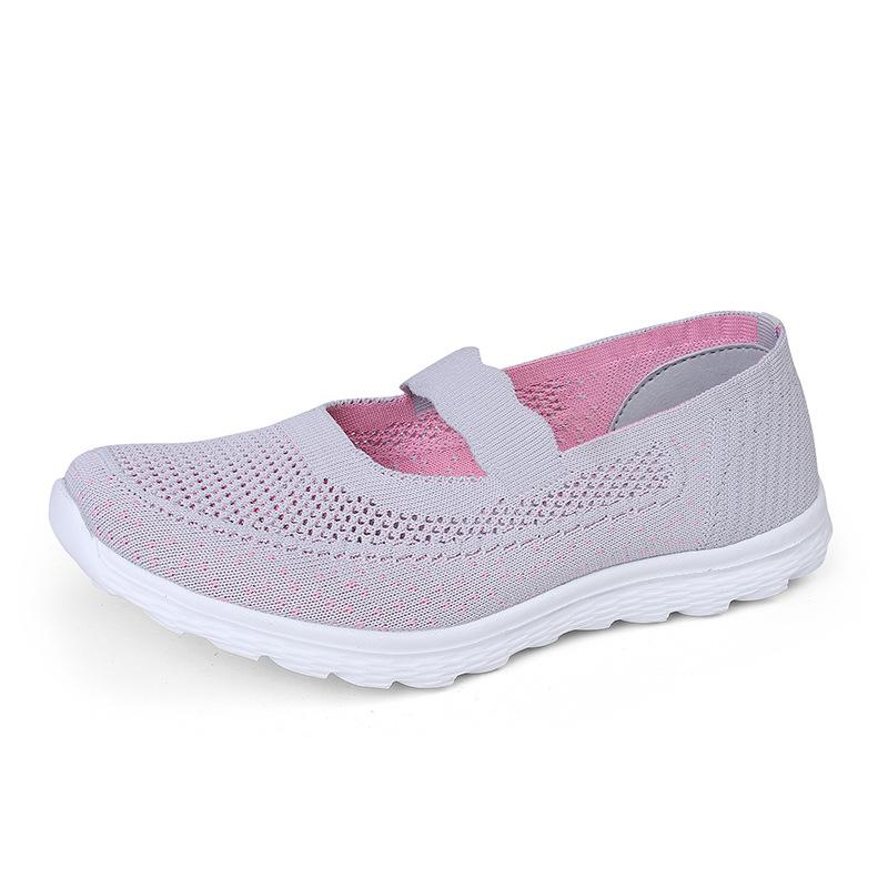 

New mesh breathable non-slip elderly shoes soft-soled mother shoes casual outdoor walking fly-woven sports shoes 42 світло-сірого кольору