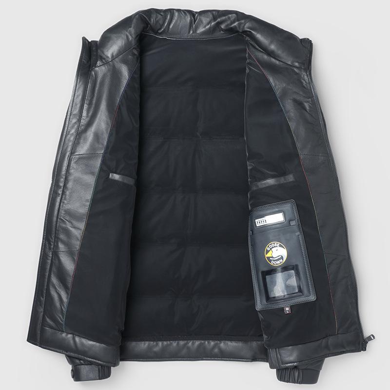 New Winter Genuine Leather Jacket for Men, First-layer Sheepskin Down Jacket, Goose Down Plus Velvet Thickened Men's Jacket