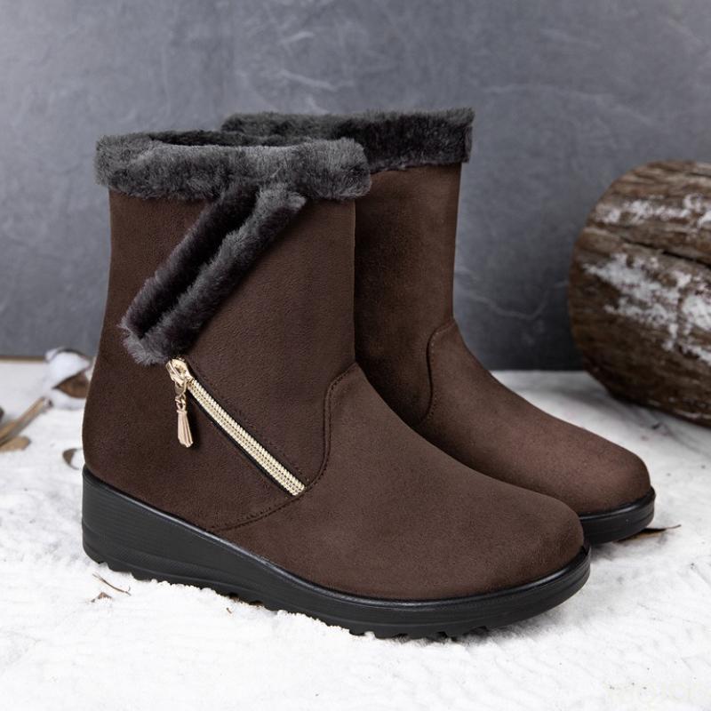 Neue Kältebeständige Warme Damen Schneestiefel Seitenkette Niedriger Absatz Lässige Damenschuhe Herbst Winter Einfache Bequeme Schuhe
