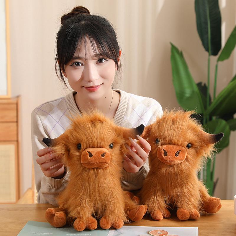 27cm Kawaii Simulation Hochlandrind Plüschtiere Tier Kuh Stofftier Wildyak Plüschpuppe Geburtstagsgeschenk Für Kinder Bison Dekoration