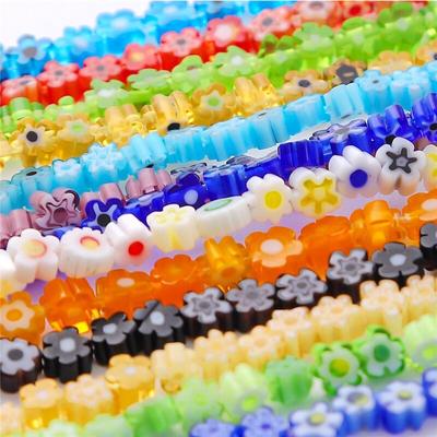 45 Stück Lampwork-Perlen, gemischte Farben, Blumenmuster, Glasperlen für die Schmuckherstellung