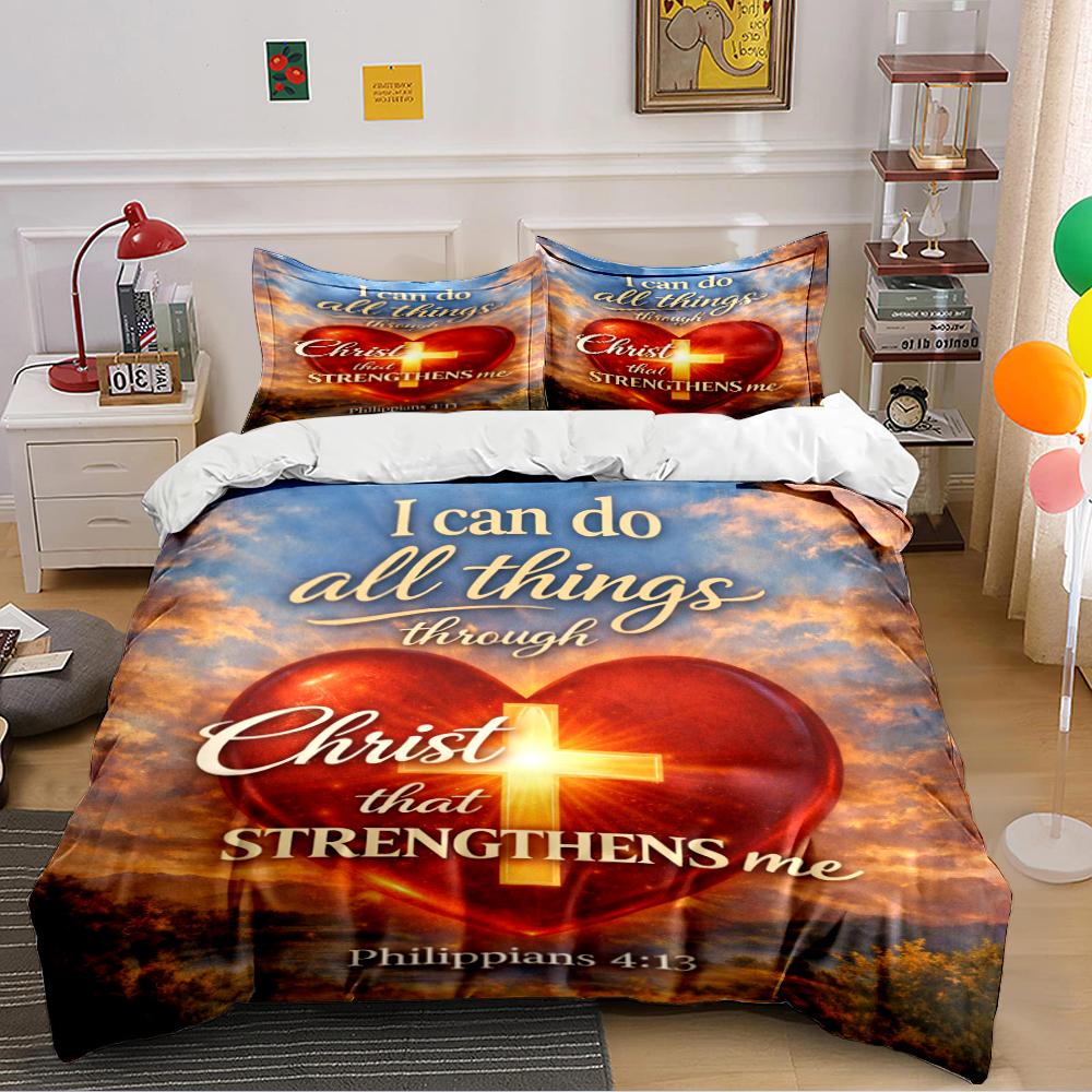 I Can Do All Things Philippians 4:13 Bedding set (1 duvet cover, 2 pillowcases, duvet not included) 135x200cm
