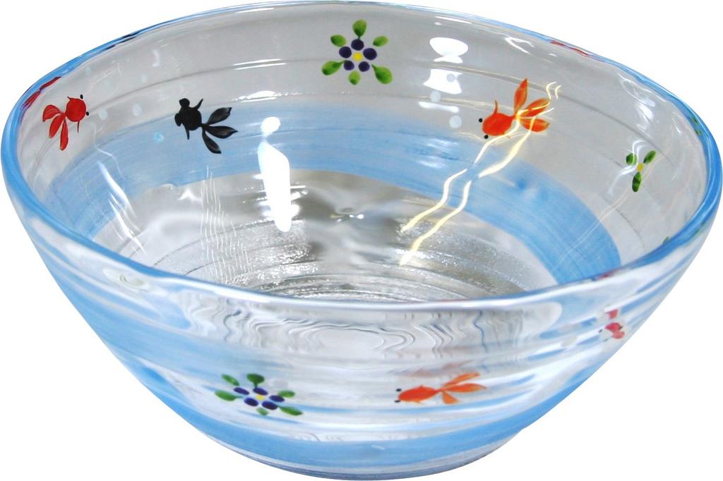 Kyoto Iroe Glass Wakaba (Young Leaves) 6-inch Goldfish Bowl (Gift Boxed)