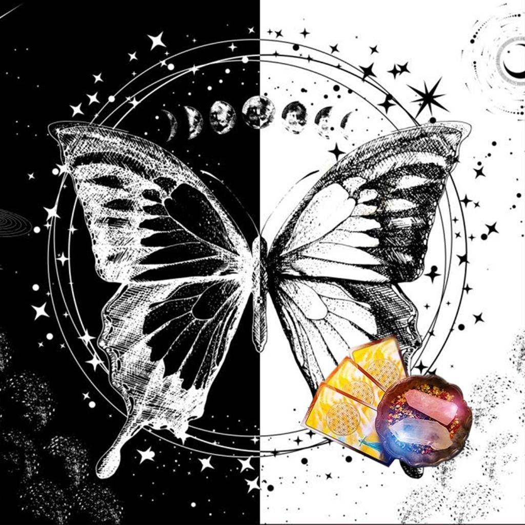 Tapestry Butterfly Moon Phases Tablecloth for Bedroom Decorative Background Cloth Picnic Blanket Tarot Tablecloth Home