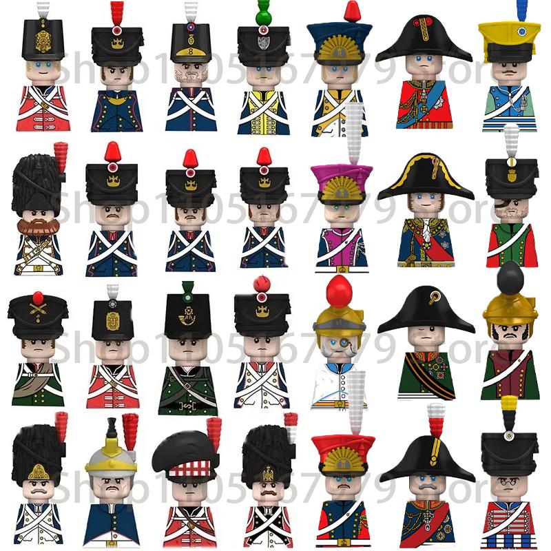 Napoleonic Wars Military Soldiers Building Blocks British France Prussia Cavalry Army Russian Infantry Figures Bricks Kids Toys