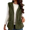 Women Casual Solid Color Hooded Pocket Plush Vest For Autumn Winter