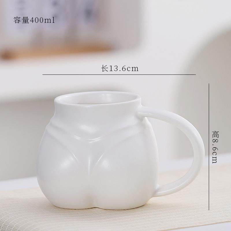 Creative Fun Cute Butt-shaped Ceramic Coffee Cup Large Capacity 400ml Milk Cup Modern Breakfast Drink Cup Office Mug Home Decor