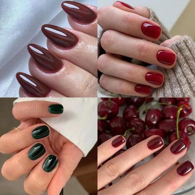 Factory Direct Sales of 24 Pieces of Nail Art Classic Solid Color Wearable Nail Film Short Wearable Removable Nail Film