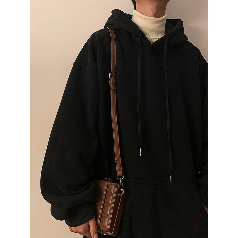 Pánská volná mikina s kapucí, ležérní svetr, teplá bunda se zesílenou kapucí