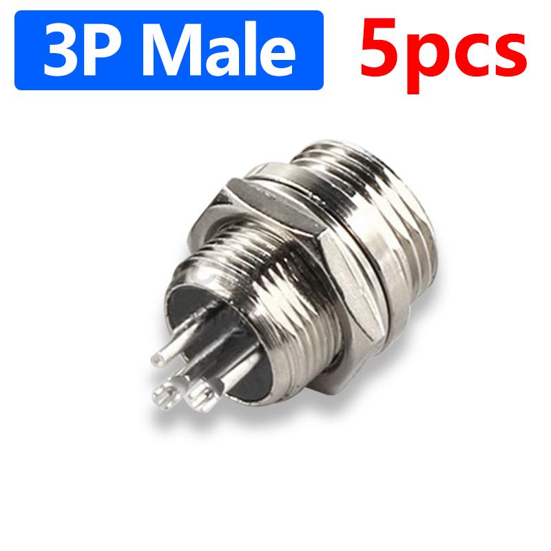 M12 GX12 Connector 2/3/4/5/6/7 Pin Male Socket Female Plug 12mm 5A 125V Circular Panel Aviation Connector