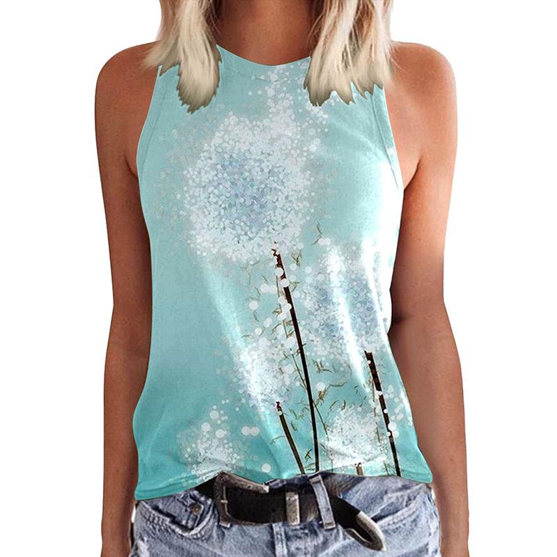 Sunflower dandelion 3D printed vest for women's casual wear
