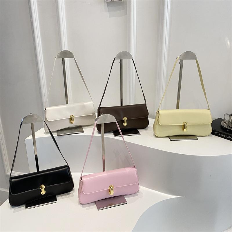 Beautiful Trend 2 New Fashion Retro Solid Color Portable Shoulder Underarm Bag Simple Versatile Bag