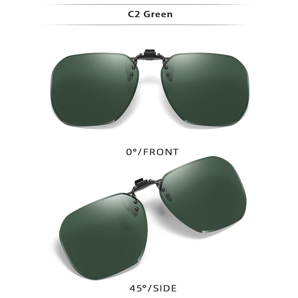 Clip On Flip Up Glasses Polarized Photochromic Sunglasses Lens Anti Glare UV400 Goggles Night Vision Yellow Driving Eyepiece