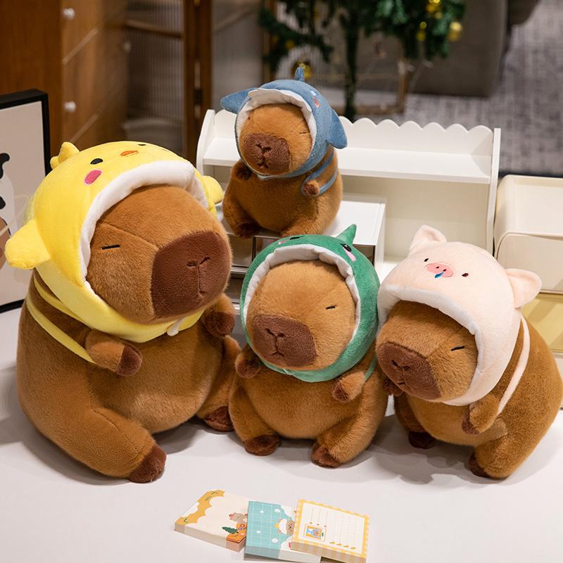 22/28/38CM Cute Capybara Plush Toy Simulation Capibara Cosplay Pig Dinosaur Chick SharK Doll Nice Present