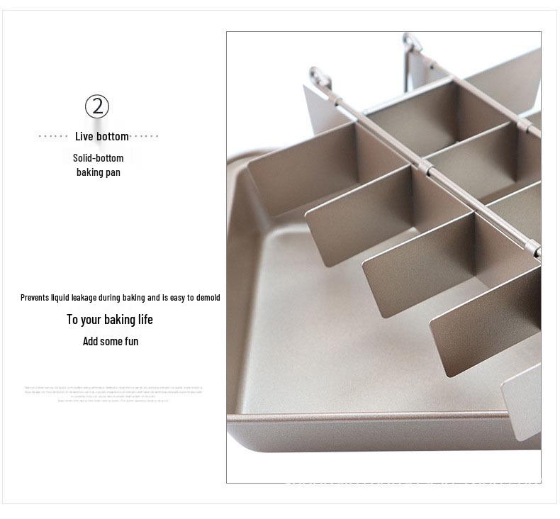 In Stock Non-Stick, Fixed Bottom 18-Cavity Brownie Pan - Square Cake and Bread Baking Mold