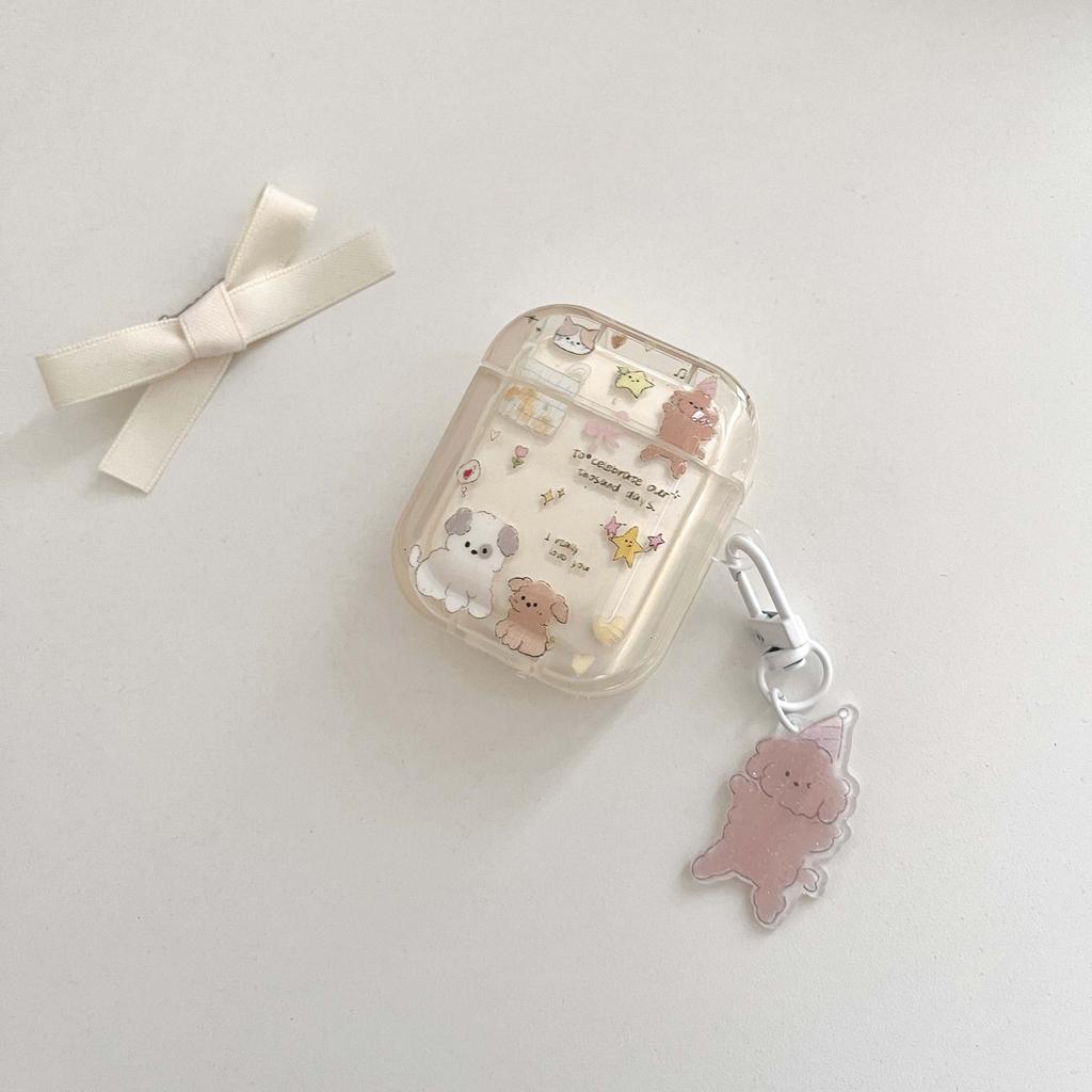 Ins Niedlicher Hundeanhänger Schlüsselanhänger Sterne Katze Glänzende Blume IMD Kopfhörerhülle Für Apple Airpod 1 2 Pro 3 2. Drahtlose Bluetooth-Box