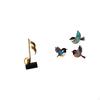 Resin Bird Music Note Sculpture Creative Tabletop Ornament Wooden Flying Birds Wall Art Centerpiece