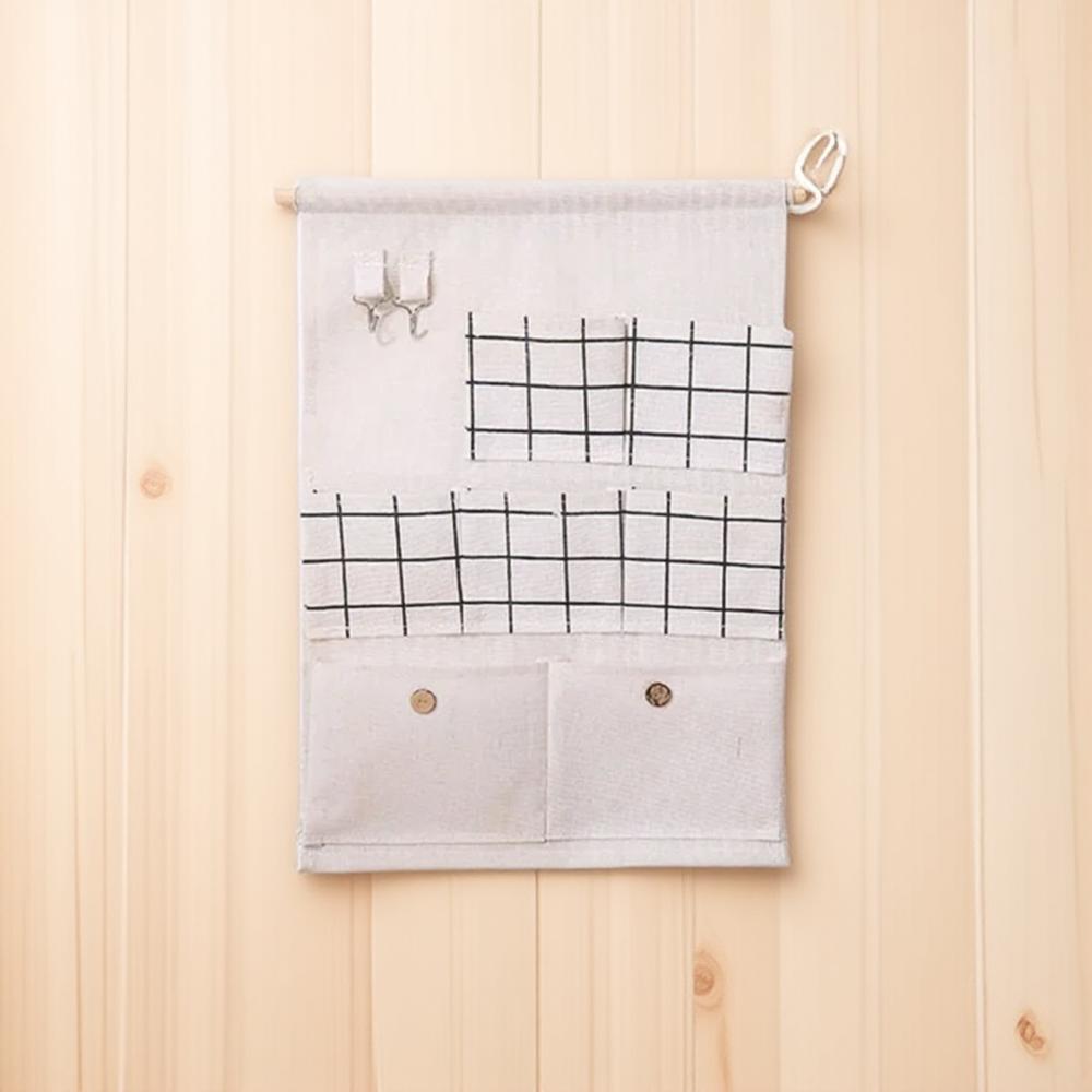 Cotton Linen Hanging Storage Bag 7 Pockets Waterproof Organizer for Bathroom Bedroom Wardrobe Wall Mount Home Storage Solution