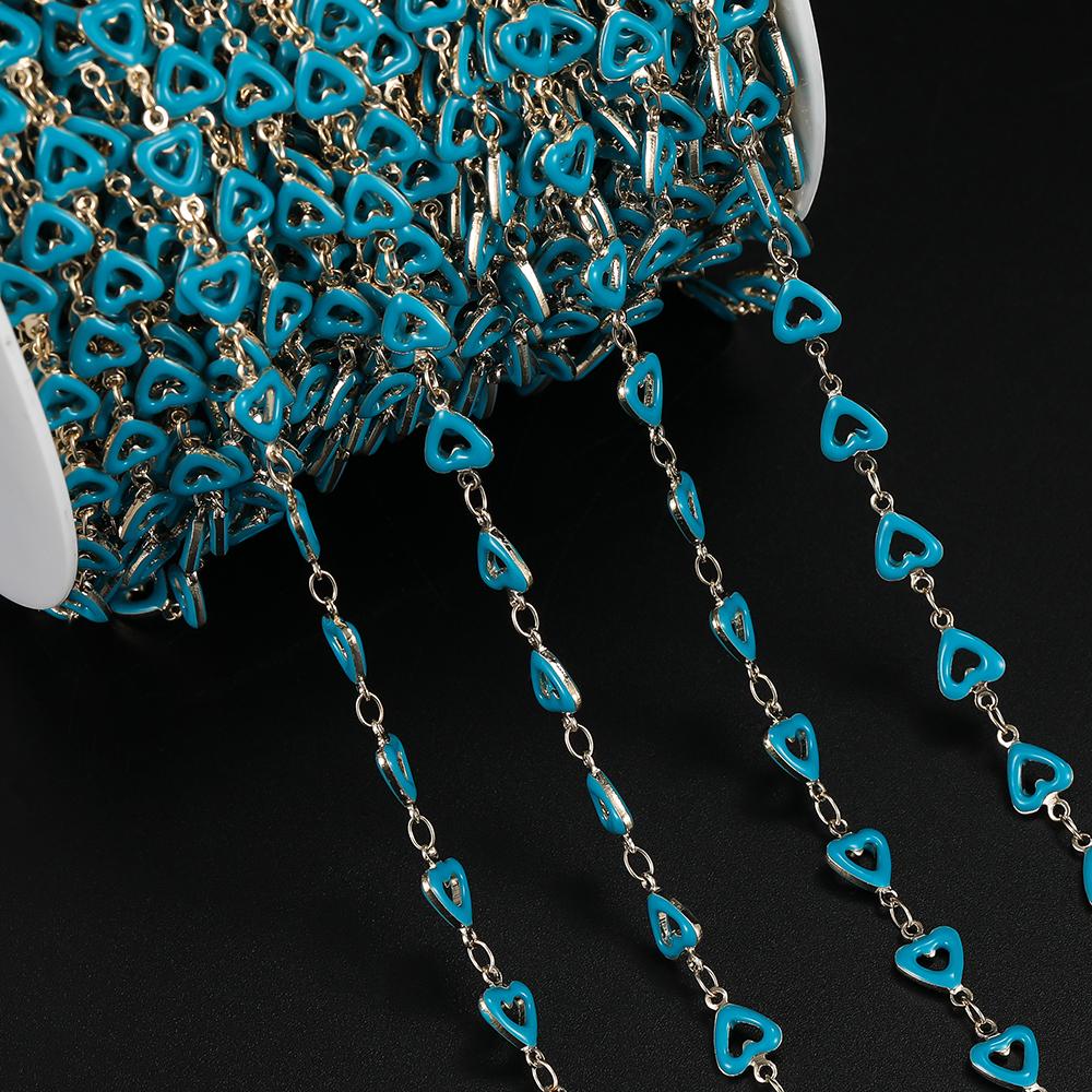 1m Copper Colorful Hollow Heart-Shaped Chain Enamel Love Chain for DIY Bracelet Necklace Waist Chain Jewelry Making Chain