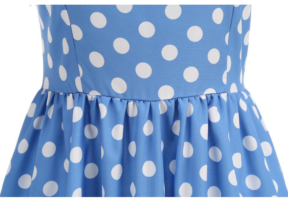 Retro Hepburn Style Polka Dot Wide Hem Dress