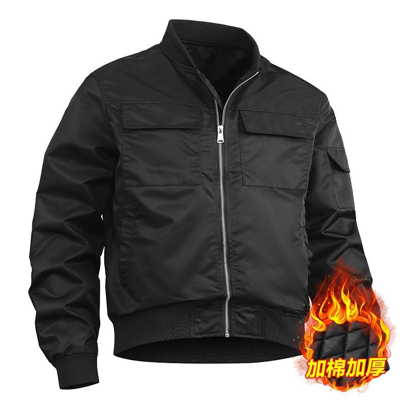 Mens Bomber Jacket With Baseball Collar Oversized Fit Large Pockets Windproof Water-Resistant Fall Casual Outerwear