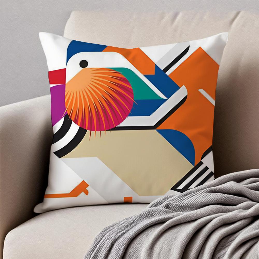 Minimalist Simple Animal Anime Art Cushion Cover Pillowcase Antidustmite Invisible Zipper Short Plush Sofa Cushion