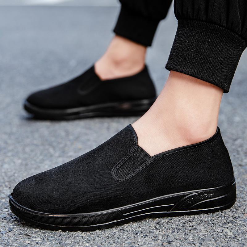Cloth shoes men's 2025 summer breathable men's one-pedal dad shoes polyurethane comfortable non-slip soft-soled elderly cloth shoes