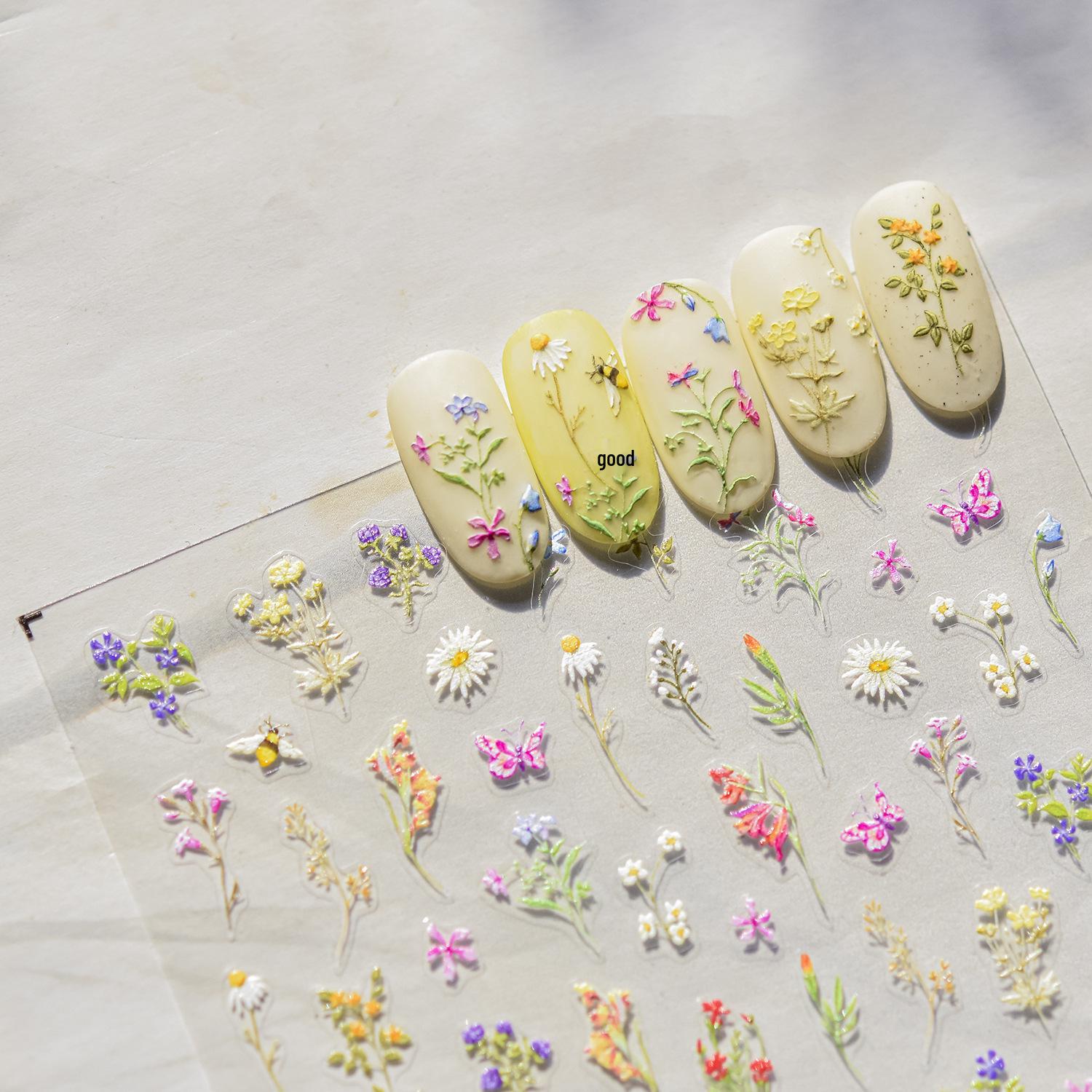 

Tomoni Kids Nail Art Stickers - Japanese Floral Designs, Thin & Durable