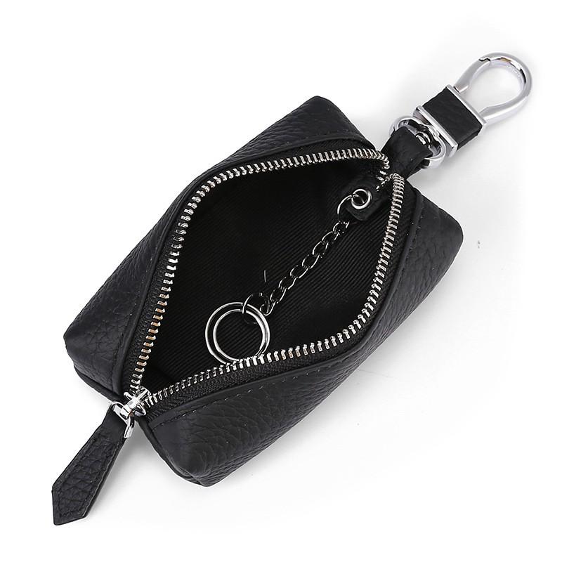 Genuine Leather Key Case With Zipper Pocket Car Keys Stylish Waist Clip Holder In Multiple Colors