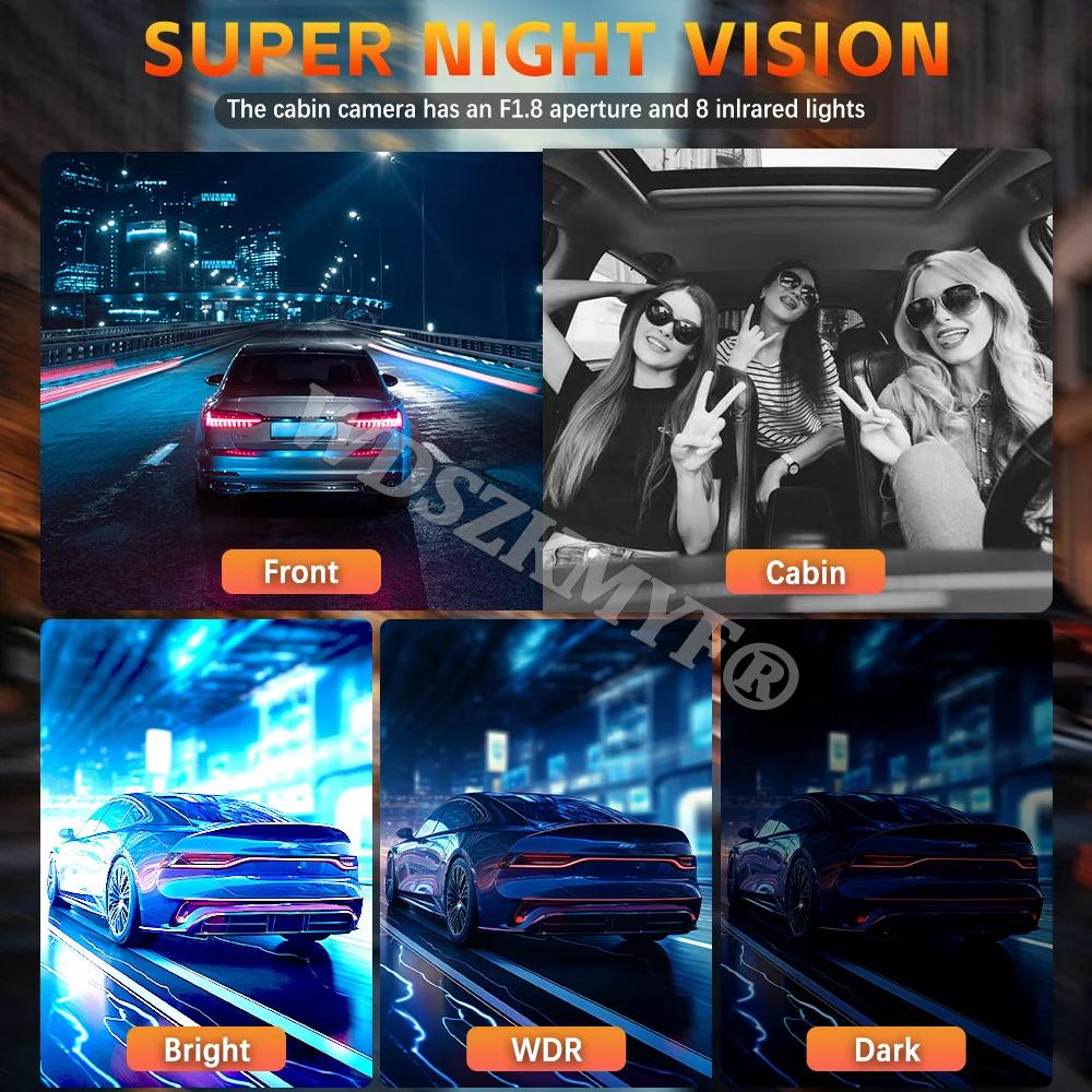 360° Car Dash Cam 4 Channels Video Recorder 1080P Car DVR 3 lens Front inside Rotatable and Rear View Black Box Car accessories