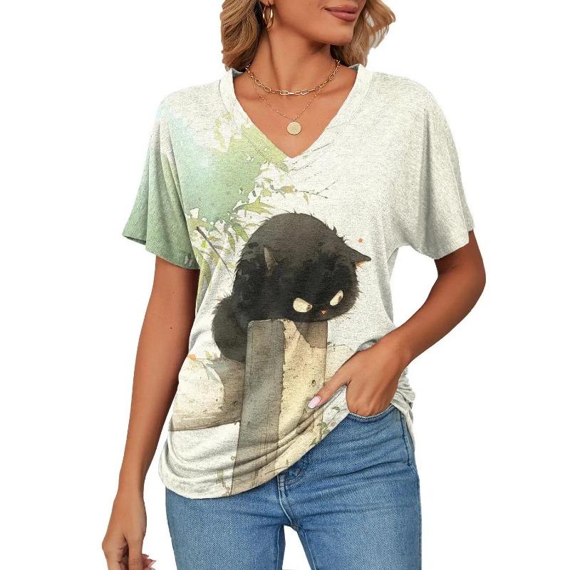 

Женская футболка с милыми животными, модный 3d принт с круглым вырезом, летний повседневный пуловер с короткими рукавами, женские футболки, одежда оверсайз 5XL