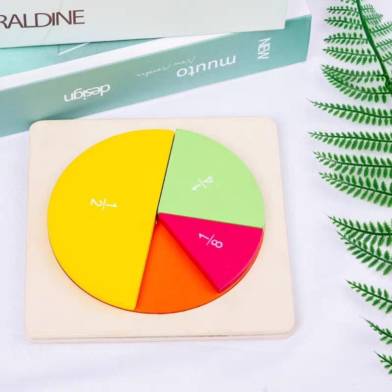 Fractions Math Teaching Tool Round Shape Instrument Kids Montessori Early Educational Math Development Toy Gifts